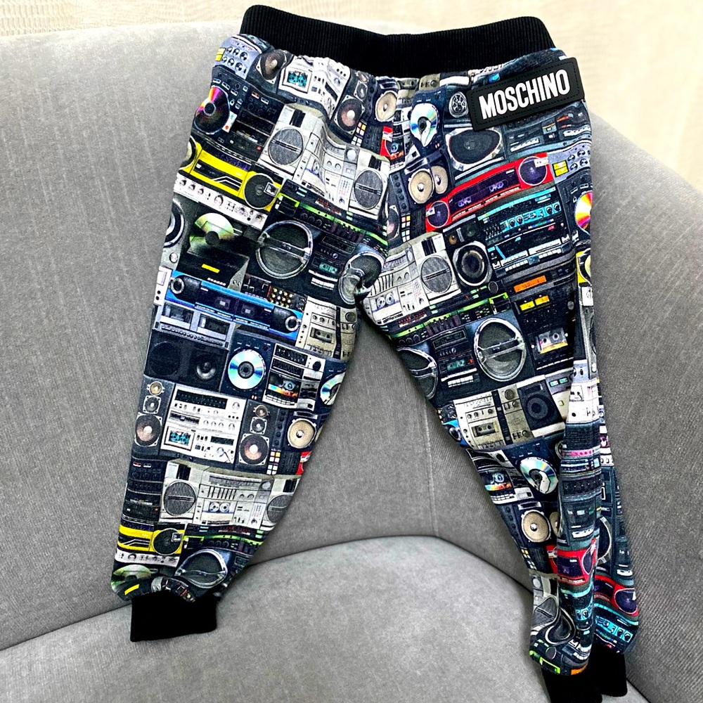 Multicolor Baby Moschino joggers! Can be worn and sold as a set or separate.